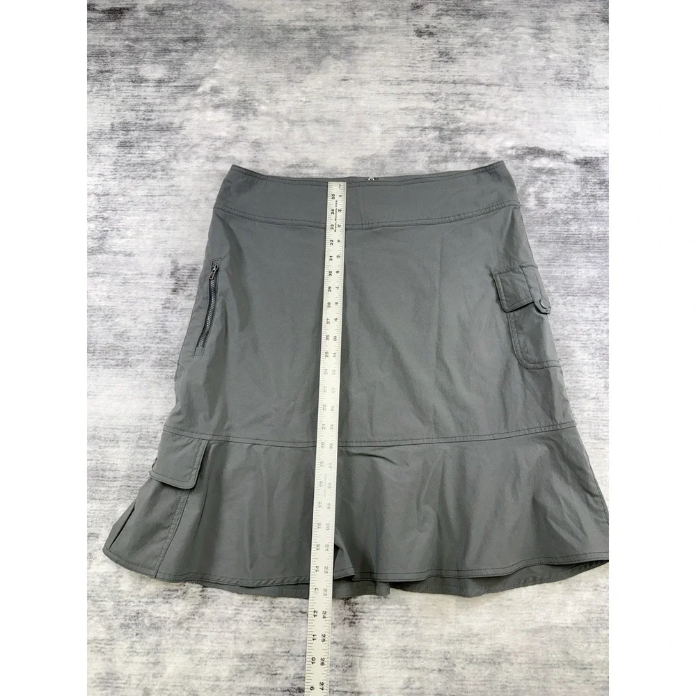 Royal Robbins Discovery Skirt Gray Sz 10 Cargo Pocket Flounce Hem Gorpcore